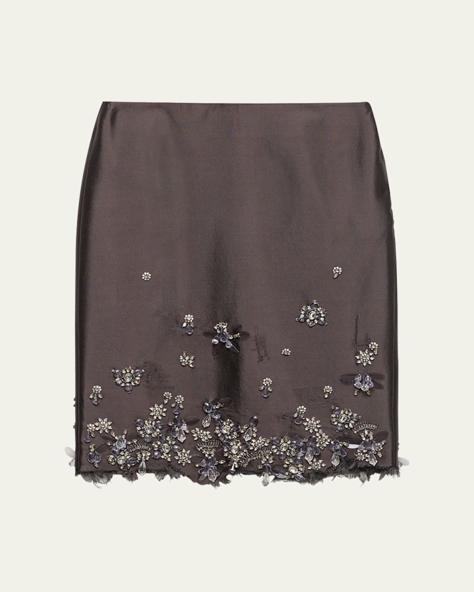 Crystal Distressed Wool Midi Skirt